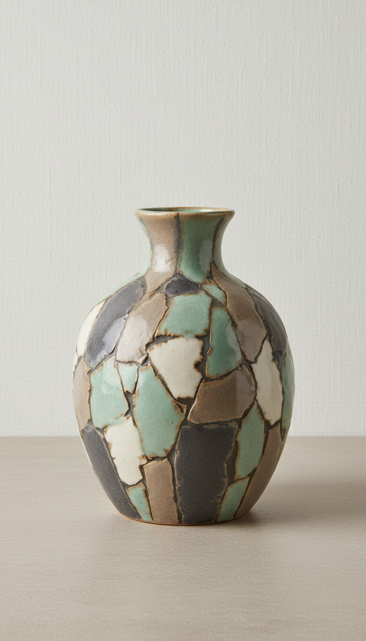 Sculpted matte ceramic vase in neutral tone