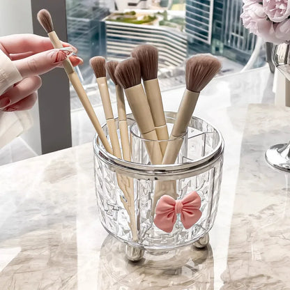 Rotating Cosmetic Makeup Organizer Storage Tube with Lid Clear Organizer Box Makeup Brush Holder Acrylic Organizers Bathroom