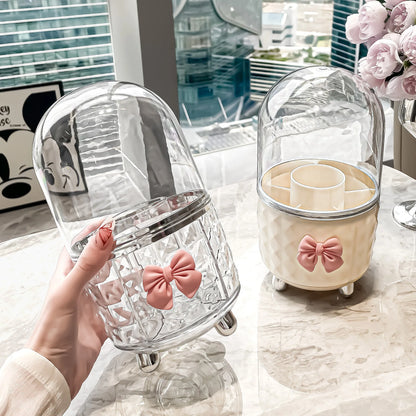 Rotating Cosmetic Makeup Organizer Storage Tube with Lid Clear Organizer Box Makeup Brush Holder Acrylic Organizers Bathroom
