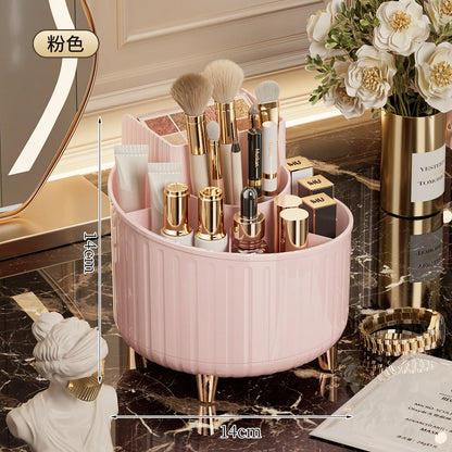 Rotating Makeup Organizer Desktop Cosmetic Storage Box for Lipstick Makeup Brushes Skincare Vanity Countertop Holder
