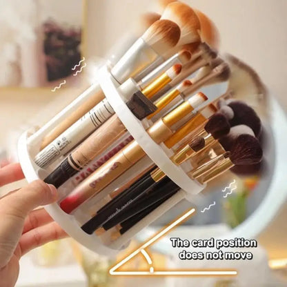 45 Hole Rotating Makeup Brush Organizer Transparent Easy Access Cosmetic Storage for Home Vanity Desktop