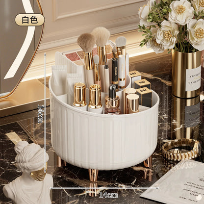 Rotating Makeup Organizer Desktop Cosmetic Storage Box for Lipstick Makeup Brushes Skincare Vanity Countertop Holder