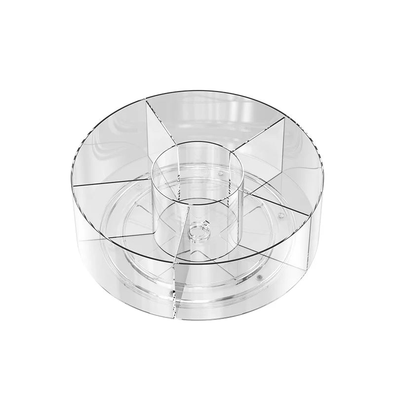 360° Rotating Makeup Organizer 10in Clear Turntable Lazy Susan Organizer Spinning Cosmetic Storage Holder with 6 Dividers JAF225