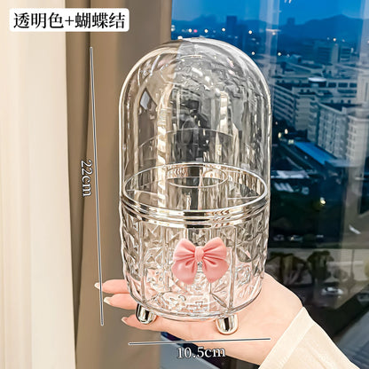 Rotating Cosmetic Makeup Organizer Storage Tube with Lid Clear Organizer Box Makeup Brush Holder Acrylic Organizers Bathroom