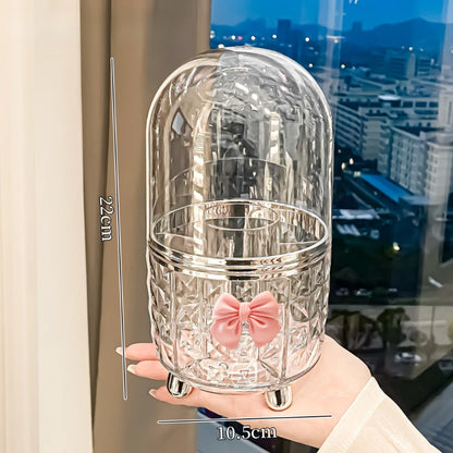 Rotating Cosmetic Makeup Organizer Storage Tube with Lid Clear Organizer Box Makeup Brush Holder Acrylic Organizers Bathroom