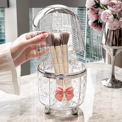 Rotating Cosmetic Makeup Organizer Storage Tube with Lid Clear Organizer Box Makeup Brush Holder Acrylic Organizers Bathroom