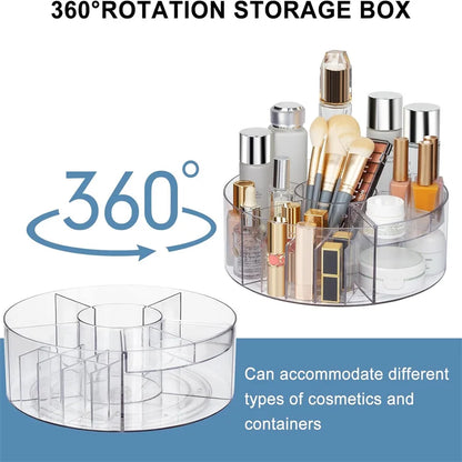 360° Rotating Makeup Organizer 10in Clear Turntable Lazy Susan Organizer Spinning Cosmetic Storage Holder with 6 Dividers JAF225