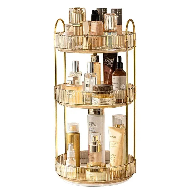 Rotating Makeup Organizer for Vanity 3 Tier Skincare Organizers Large Storage Bathroom Countertop Clear Cosmetic Holder Dresser