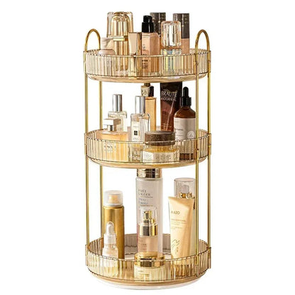Rotating Makeup Organizer for Vanity 3 Tier Skincare Organizers Large Storage Bathroom Countertop Clear Cosmetic Holder Dresser