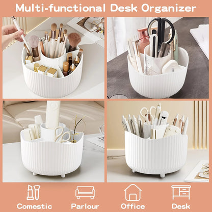 Desktop Rotating Makeup Organizer Cosmetics Storage Box Slot Makeup Versatile Holder for Brushes Office Supplie Bathroom Dresser