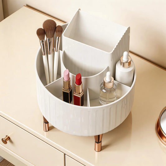 Rotating Makeup Organizer Desktop Cosmetic Storage Box for Lipstick Makeup Brushes Skincare Vanity Countertop Holder