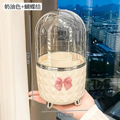 Rotating Cosmetic Makeup Organizer Storage Tube with Lid Clear Organizer Box Makeup Brush Holder Acrylic Organizers Bathroom