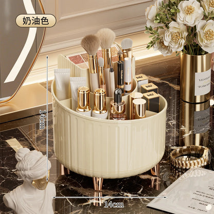 Rotating Makeup Organizer Desktop Cosmetic Storage Box for Lipstick Makeup Brushes Skincare Vanity Countertop Holder