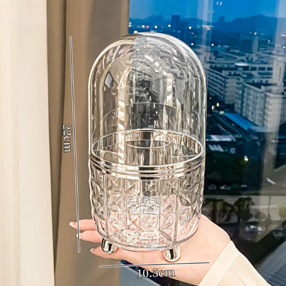 Rotating Cosmetic Makeup Organizer Storage Tube with Lid Clear Organizer Box Makeup Brush Holder Acrylic Organizers Bathroom