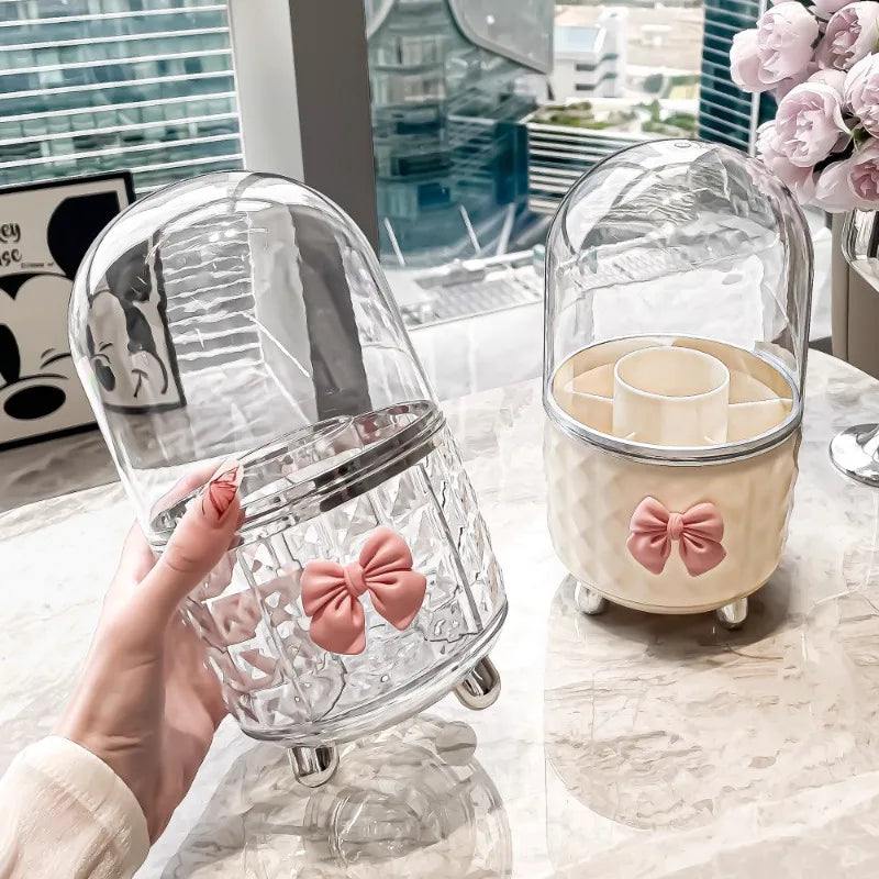 Rotating Cosmetic Makeup Organizer Storage Tube with Lid Clear Organizer Box Makeup Brush Holder Acrylic Organizers Bathroom