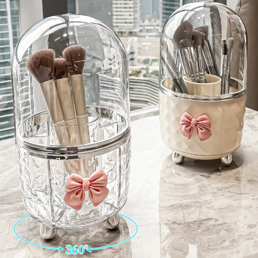 Rotating Cosmetic Makeup Organizer Storage Tube with Lid Clear Organizer Box Makeup Brush Holder Acrylic Organizers Bathroom