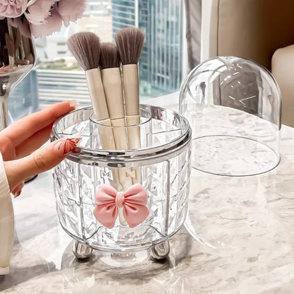 Rotating Cosmetic Makeup Organizer Storage Tube with Lid Clear Organizer Box Makeup Brush Holder Acrylic Organizers Bathroom