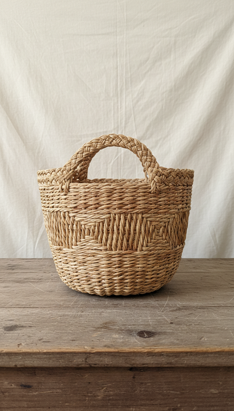 Artisanal woven storage basket